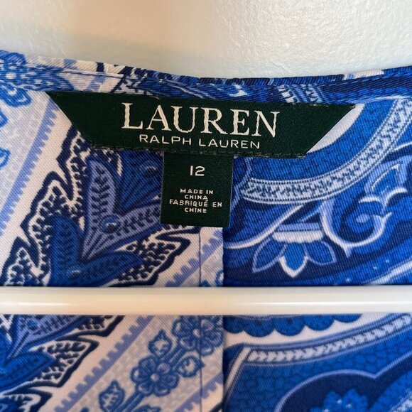 Lauren Ralph Lauren Women's Paisley Caftan Blue & White  M - Picture 4 of 10
